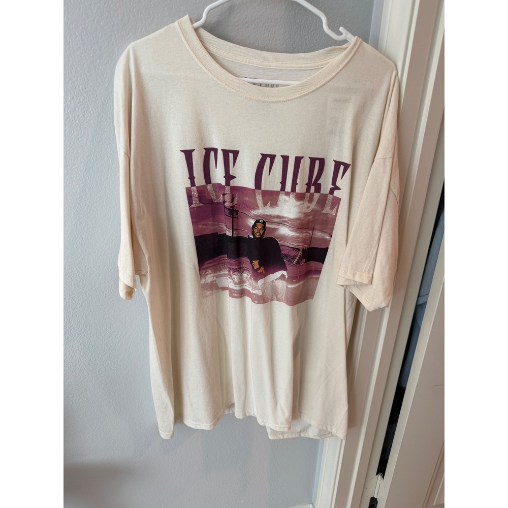 Ice Cube Graphic T-Shirt Mens XL Cream Purple West Coast Hip Hop Rap Tee